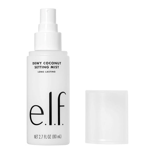 e.l.f. Spray fijador de coco Dewy, spray fijador de maquillaje, hidrata y acondiciona la piel, 80 ml