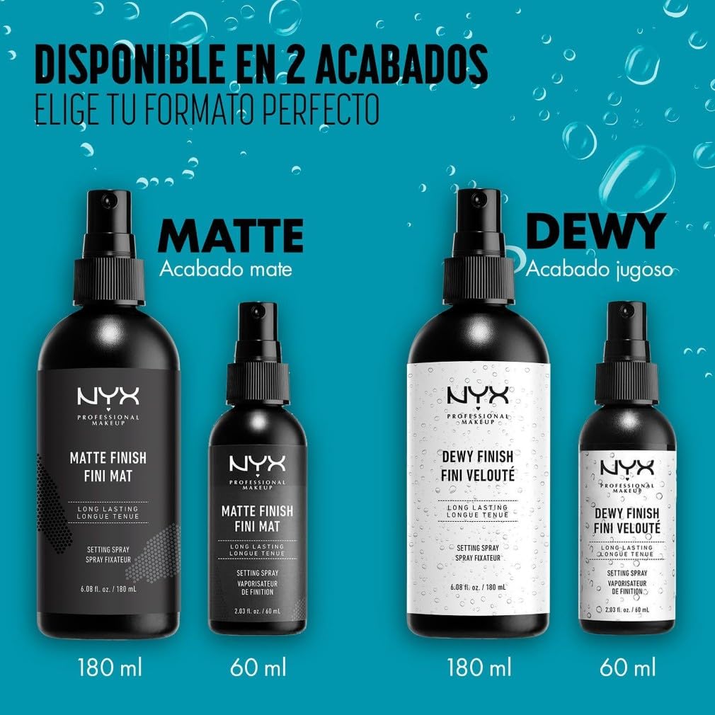 NYX Professional Makeup Spray fijador Makeup Setting Spray, Larga duración, Ligero, Fórmula vegana, Acabado Matte, 60 ml