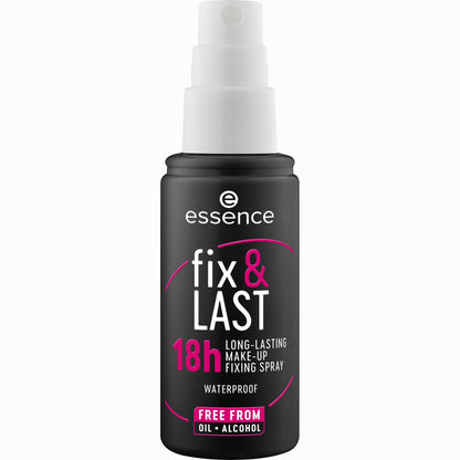essence SPRAY FIJADOR DE MAQUILLAJE DE LARGA DURACIÓN fix & LAST 18h, matificante, fijación, expresión del resultado, mate (50ml)