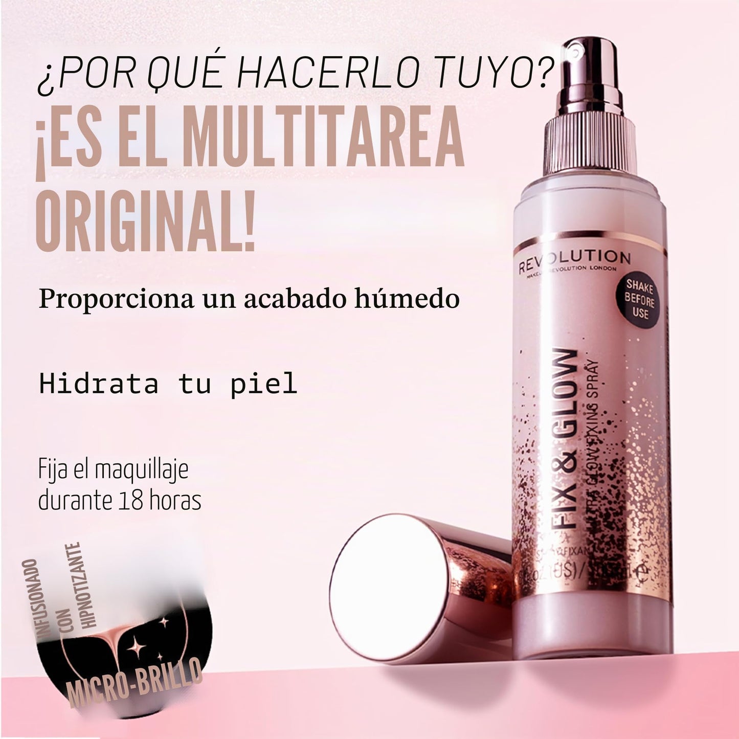 Revolution Spray Fijador Fix & Glow, 100ml, el embalaje puede variar