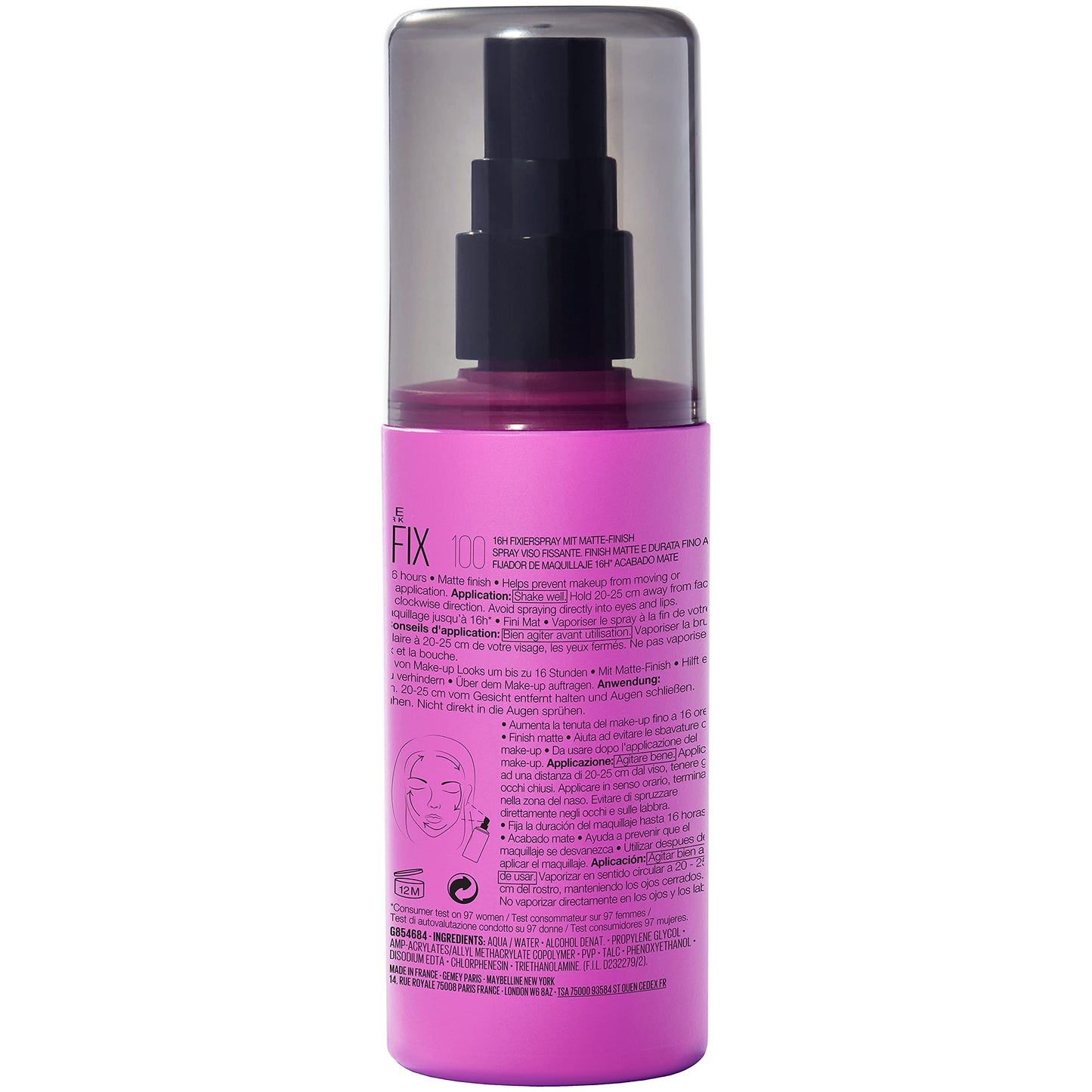 Maybelline New York - Fijador De Maquillaje Lasting Fix Spray, Transparente, Vanilla, 100 Mililitro